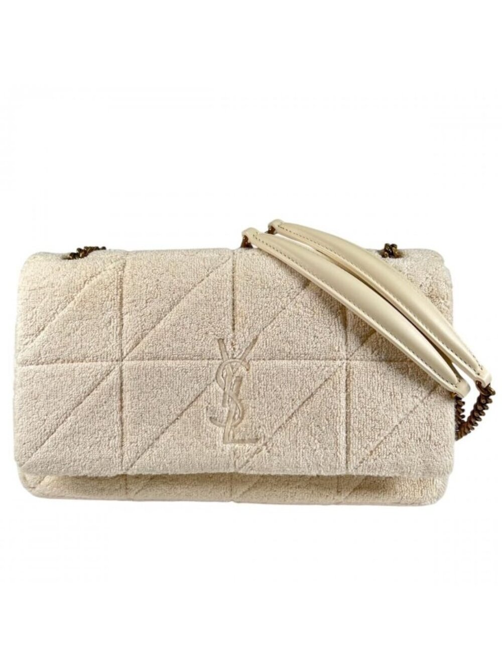 Saint Laurent Eve 2-Way Jamie Shoulder Bag Pile Leather White Gold